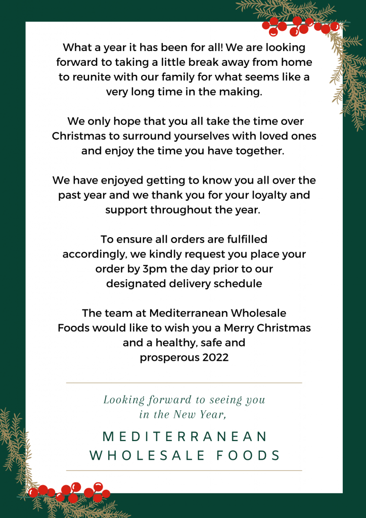 Mediterranean Wholesale Foods Christmas News